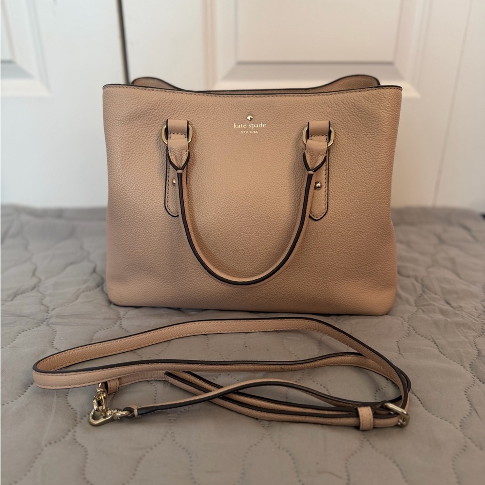 kate spade New York Pebbled Leather Satchel in WarmBeige - Picture 4 of 8